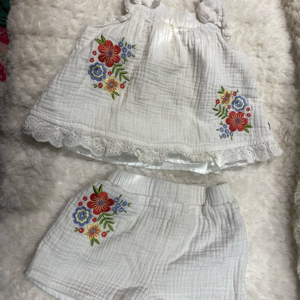 White Floral Embroidered Baby Outfit